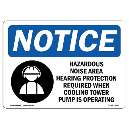 SIGNMISSION Sign, 10" H, 14" W, Rigid Plastic, Hazardous Noise Area Hearing Sign, Landscape, 1014-L-13320 OS-NS-P-1014-L-13320
